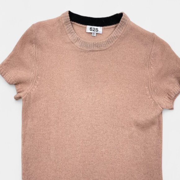 525 Women's X-Small Pink Cashmere Sweater Short Sleeve Crew Neck Size XS - Picture 2 of 7